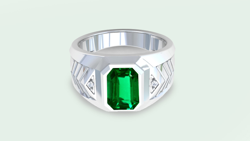 Emerald cut emerald ring for men