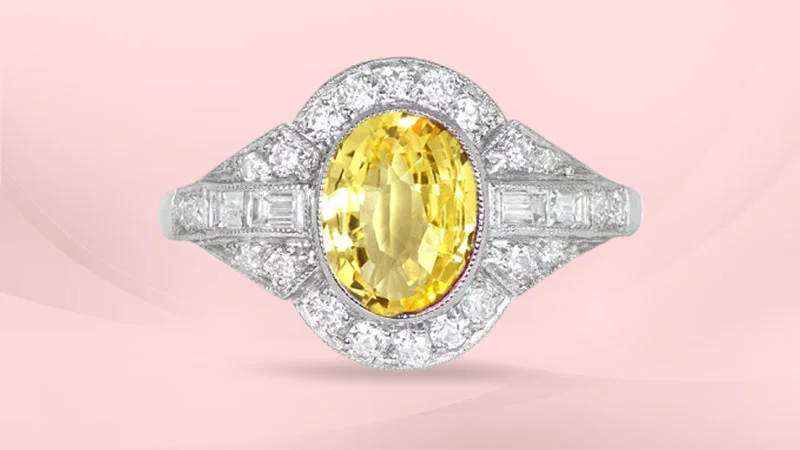 Oval-shaped Yellow Sapphire Ring