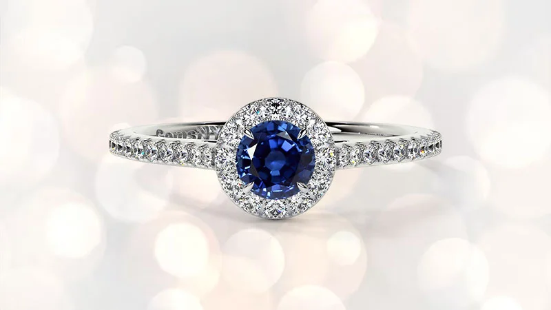 Vintage Sapphire Halo Engagement Ring