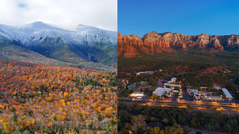 White Mountains, New Hampshire and Sedona, Arizona