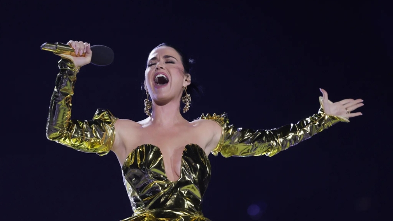 Katy Perry in Gold Ballgown